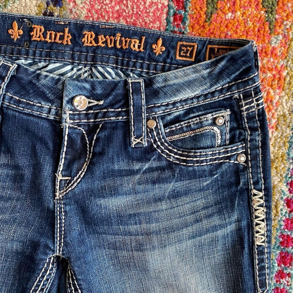 Rock Revival Lynkai Rhinestone Cropped Jeans - Picture 6 of 13